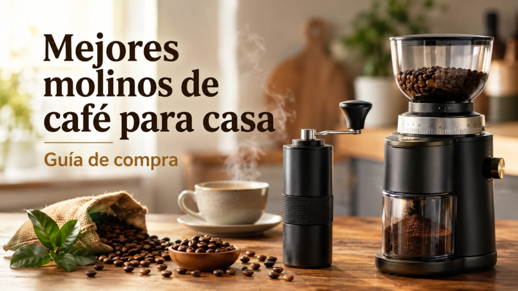Molinos de café manuales y eléctricos para preparar café recién molido en casa.