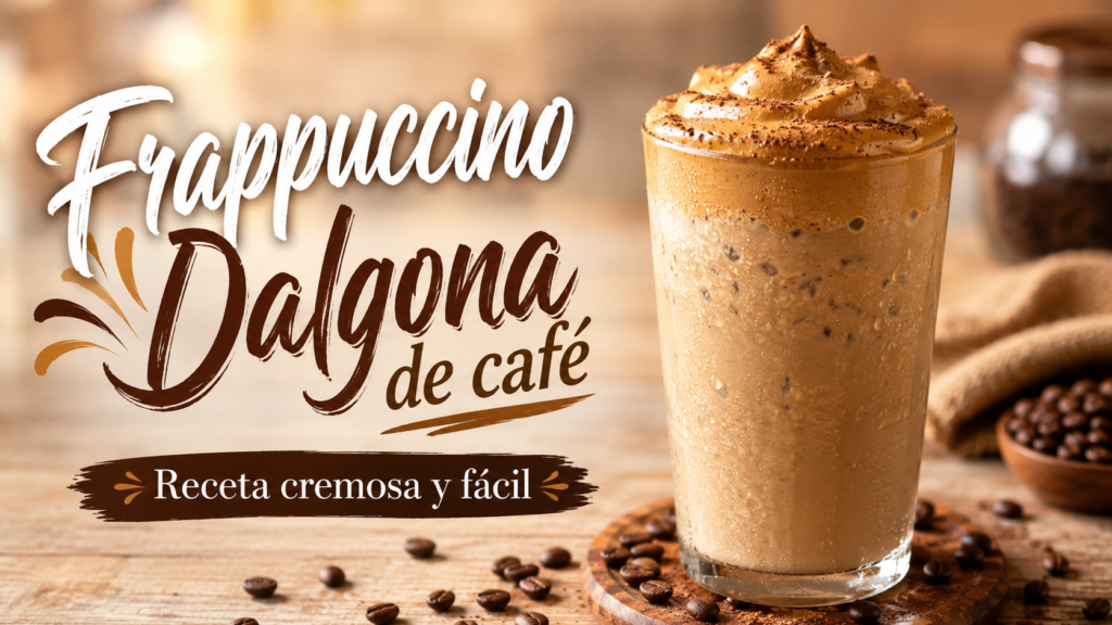 Frappuccino Dalgona de café cremoso con hielo y espuma de café batido