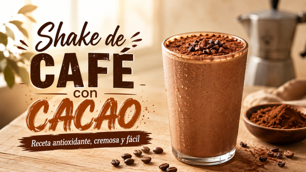 Shake de café con cacao antioxidante preparado con cacao puro y café frío