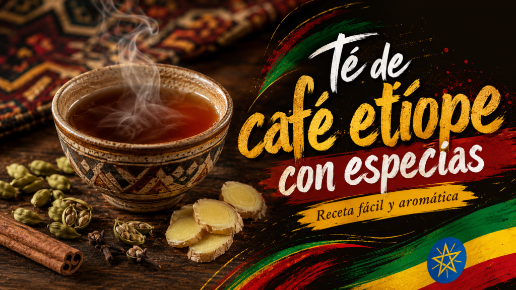 Té etíope con especias, cardamomo, canela, clavo y jengibre en una taza humeante